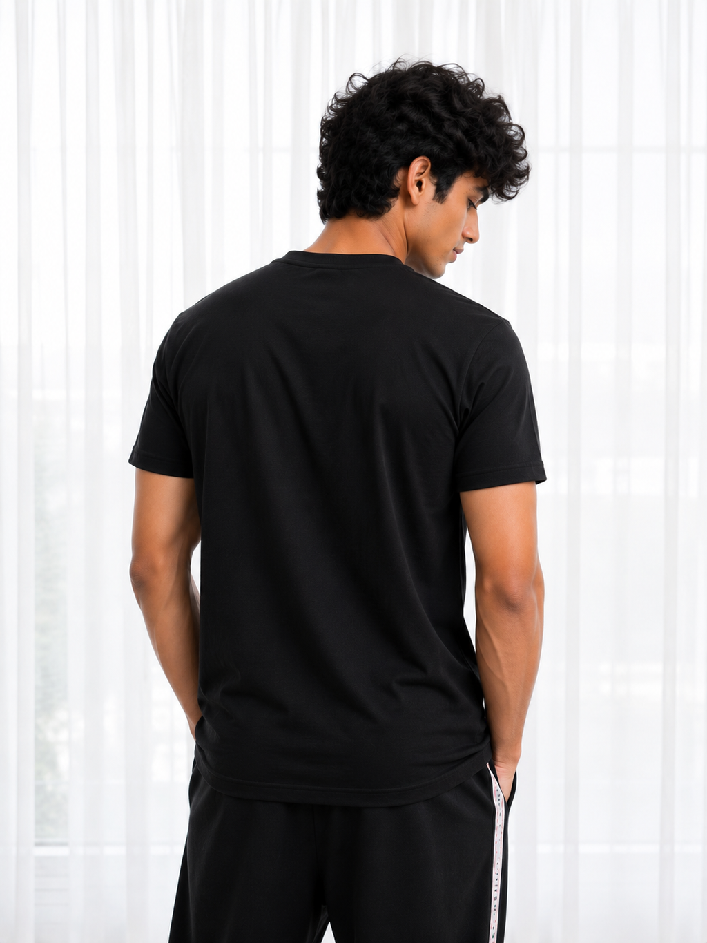 Regular Crew Neck Tee Shirt - Black