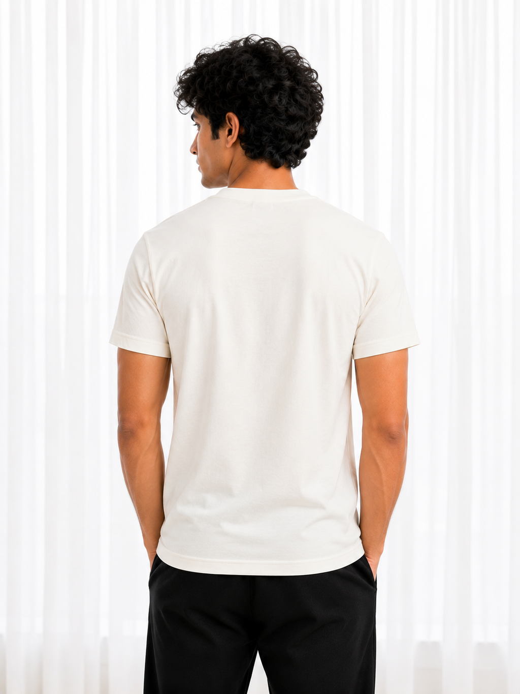 Regular Crew Neck Tee Shirt - Cream