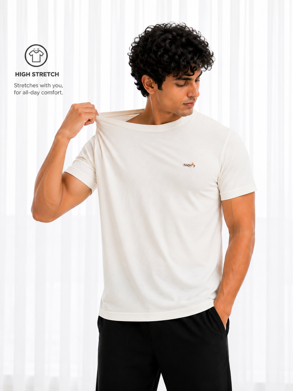 Regular Crew Neck Tee Shirt - Cream