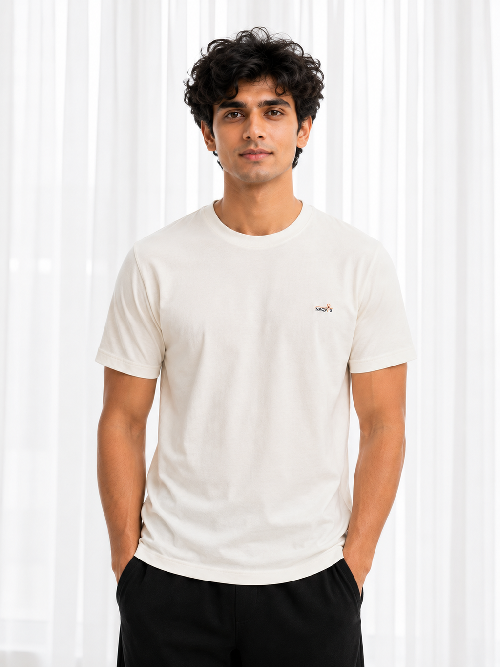 Regular Crew Neck Tee Shirt - Cream