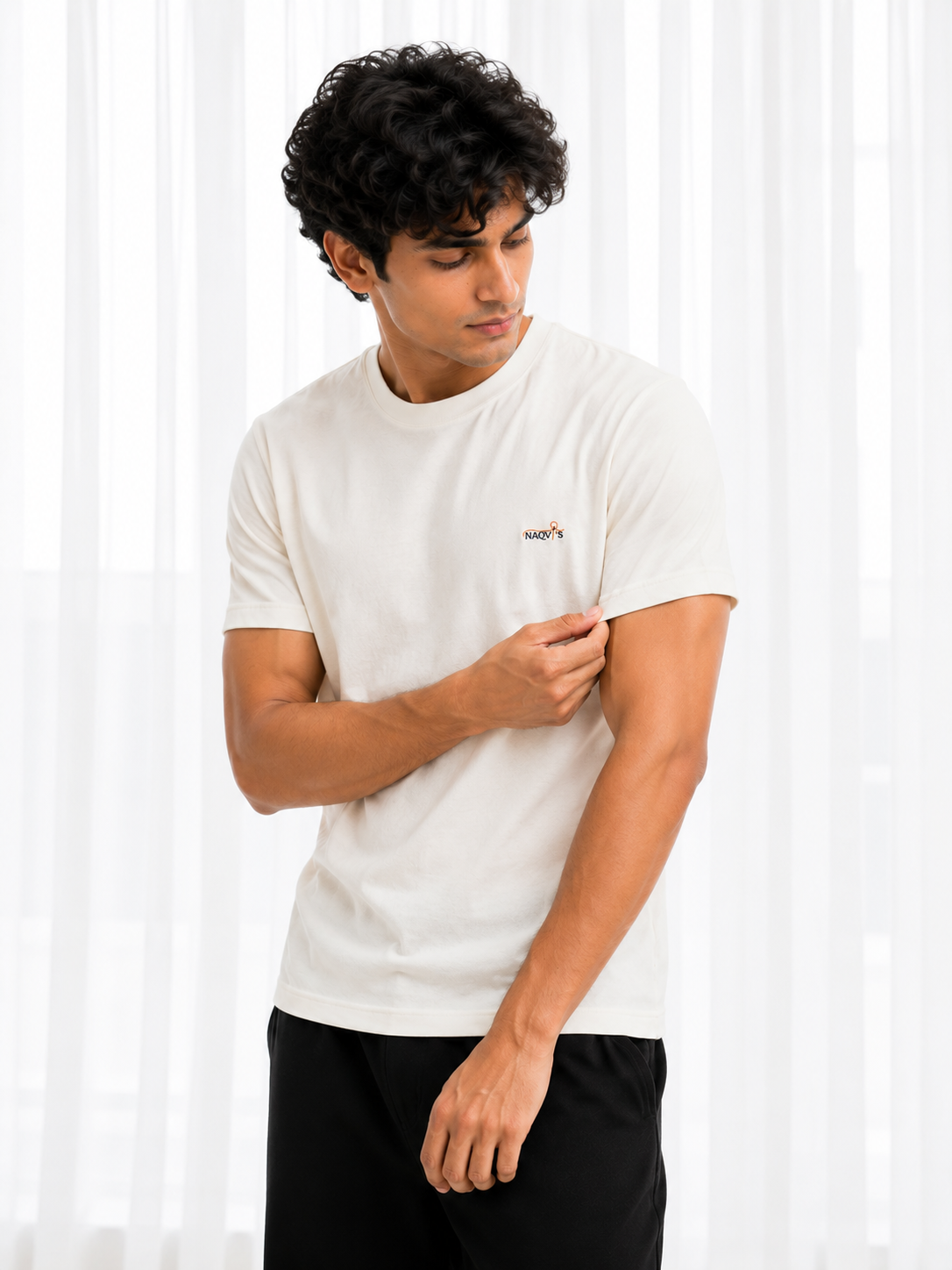 Regular Crew Neck Tee Shirt - Cream