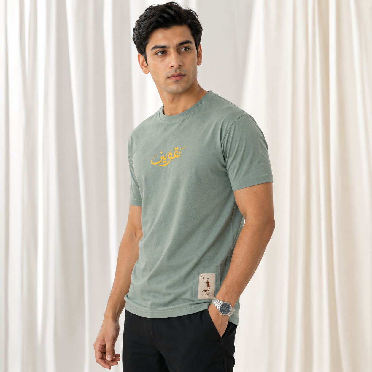 Regular Crew Neck Tee Shirt - Sage Green