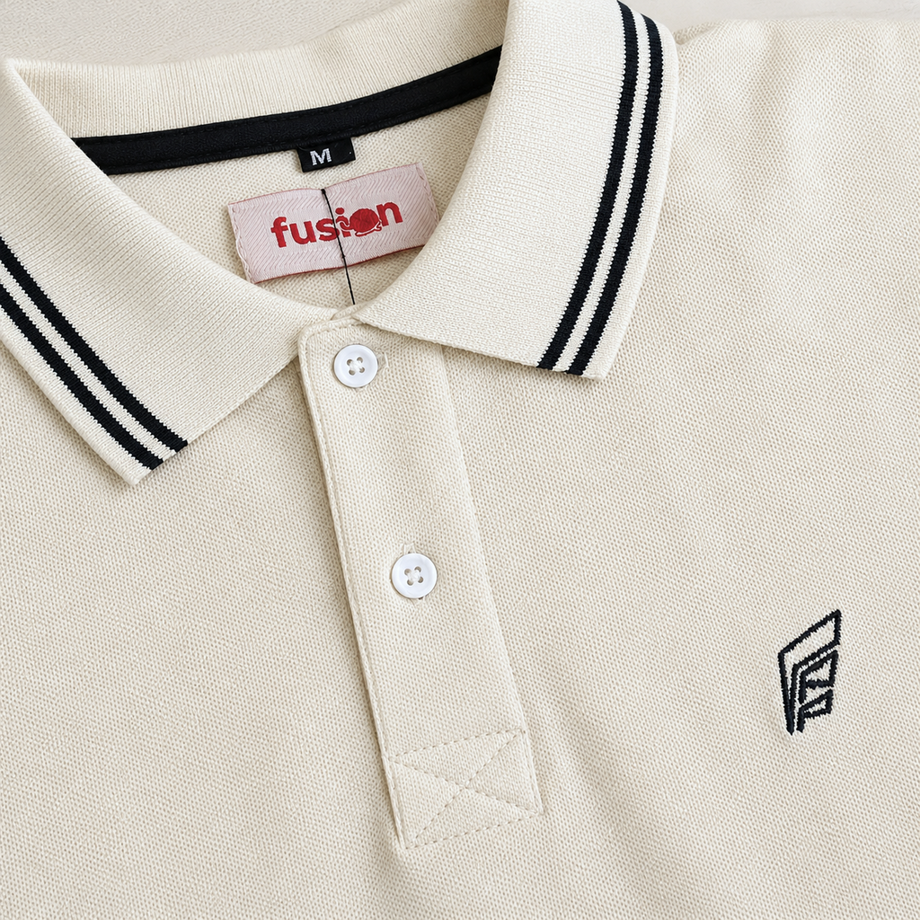 Pique Knit Polo Shirt - Cream