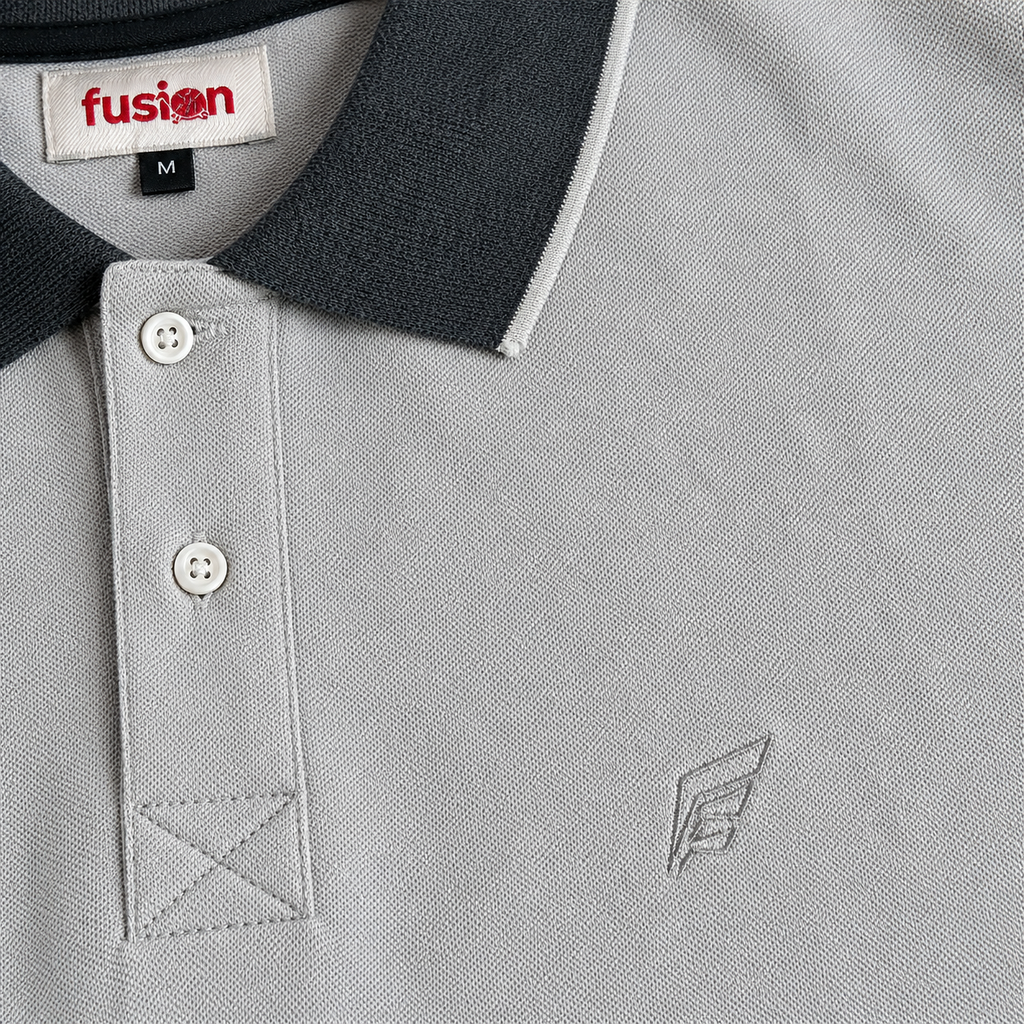 Pique Knit Polo Shirt - Smoke Grey