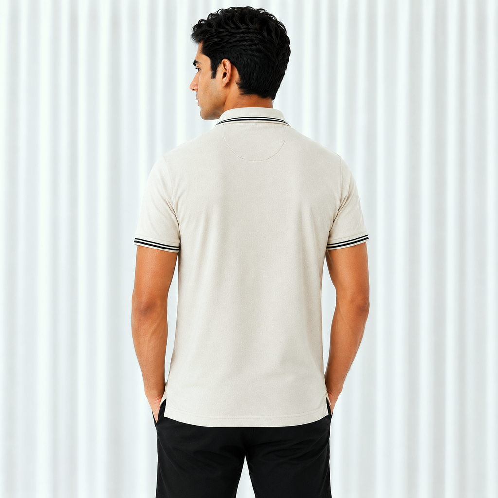 Pique Knit Polo Shirt - Cream