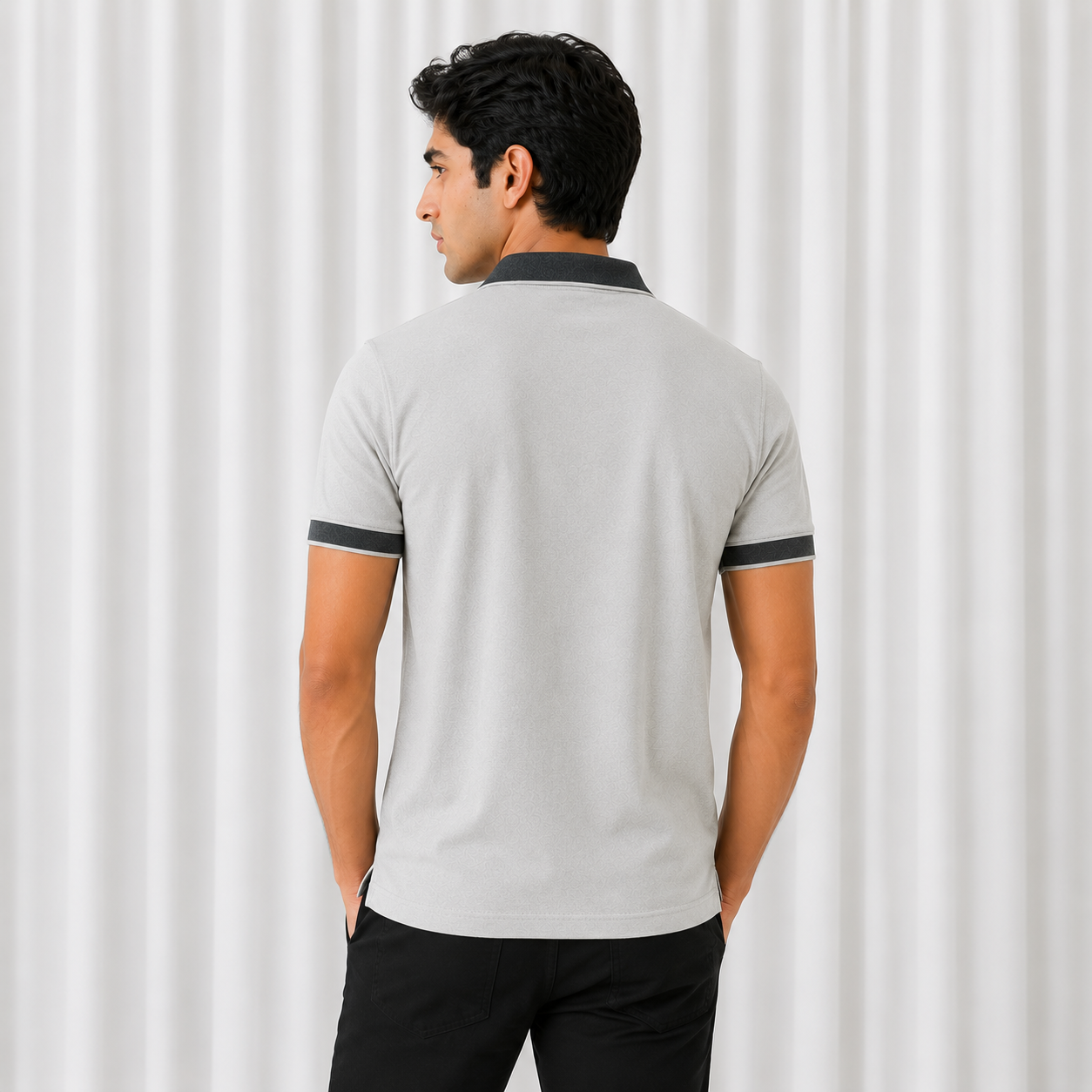Pique Knit Polo Shirt - Smoke Grey