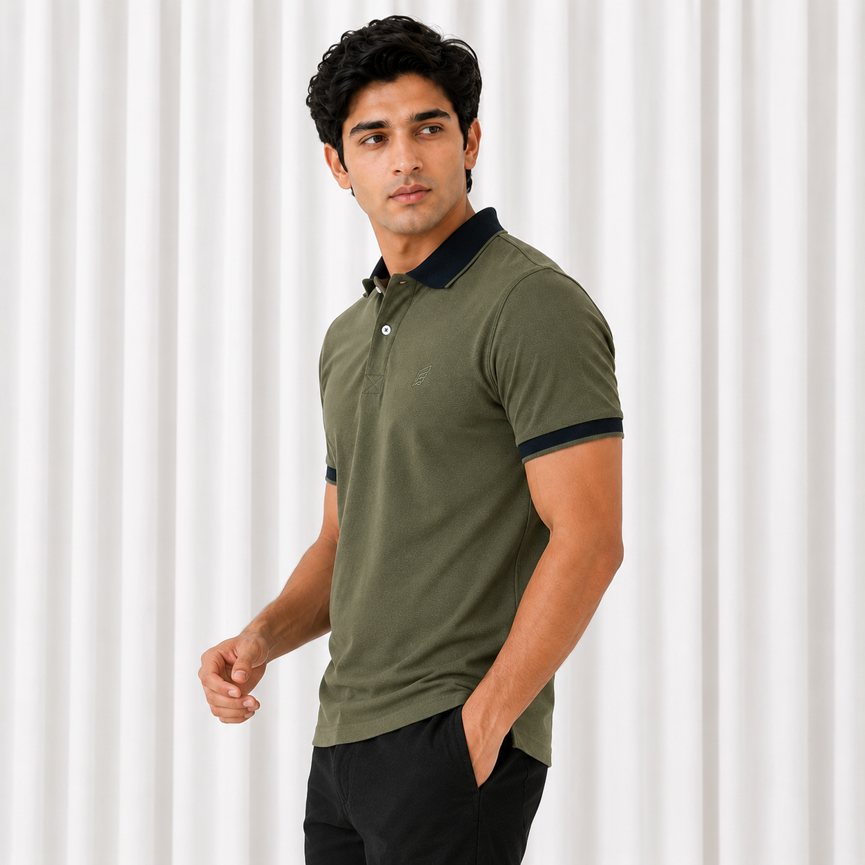 Pique Knit Polo Shirt - Olive