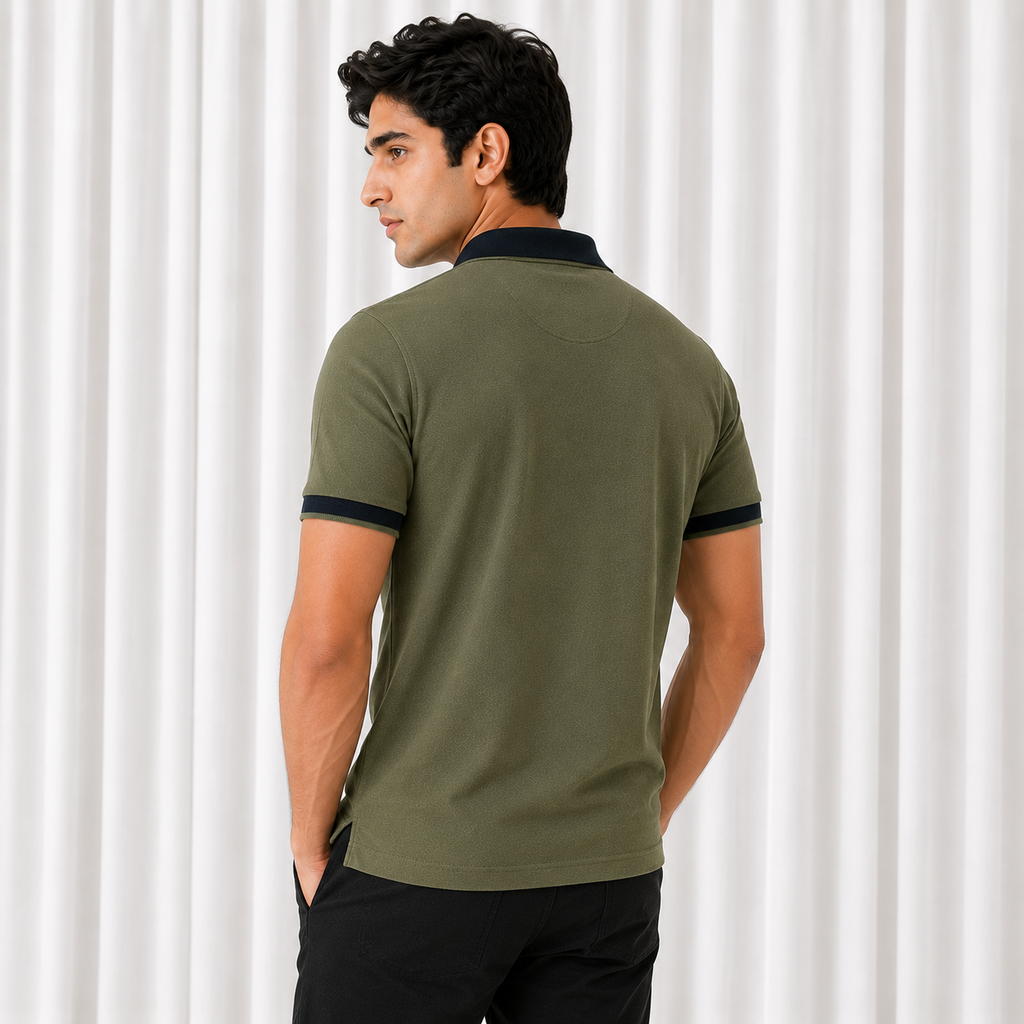 Pique Knit Polo Shirt - Olive