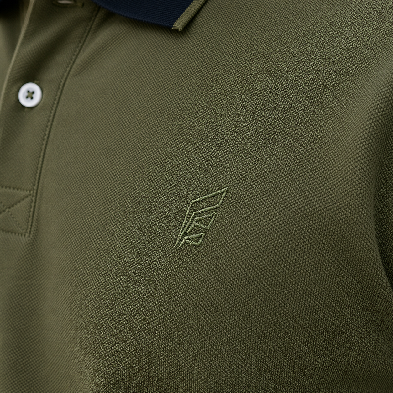 Pique Knit Polo Shirt - Olive