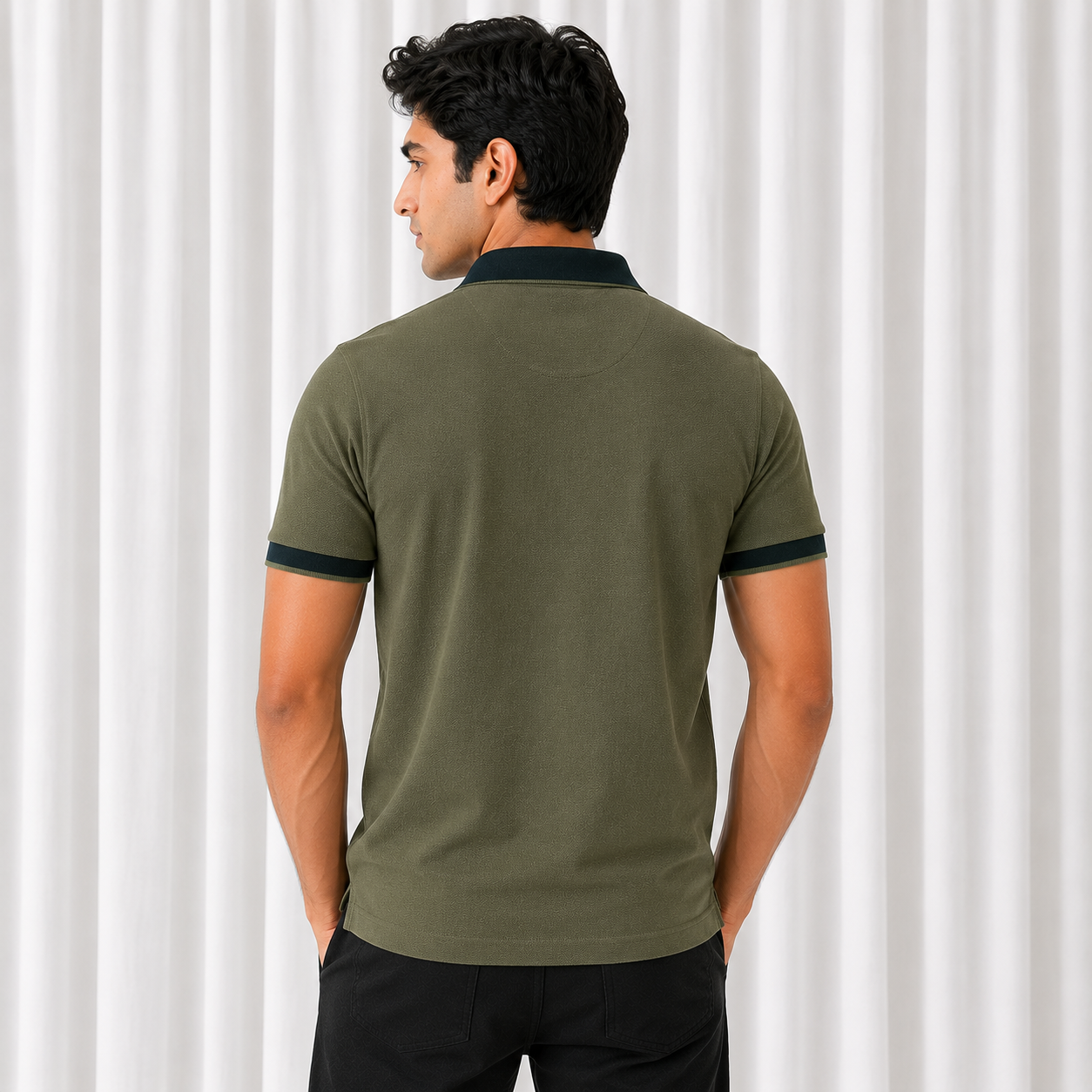 Pique Knit Polo Shirt - Olive
